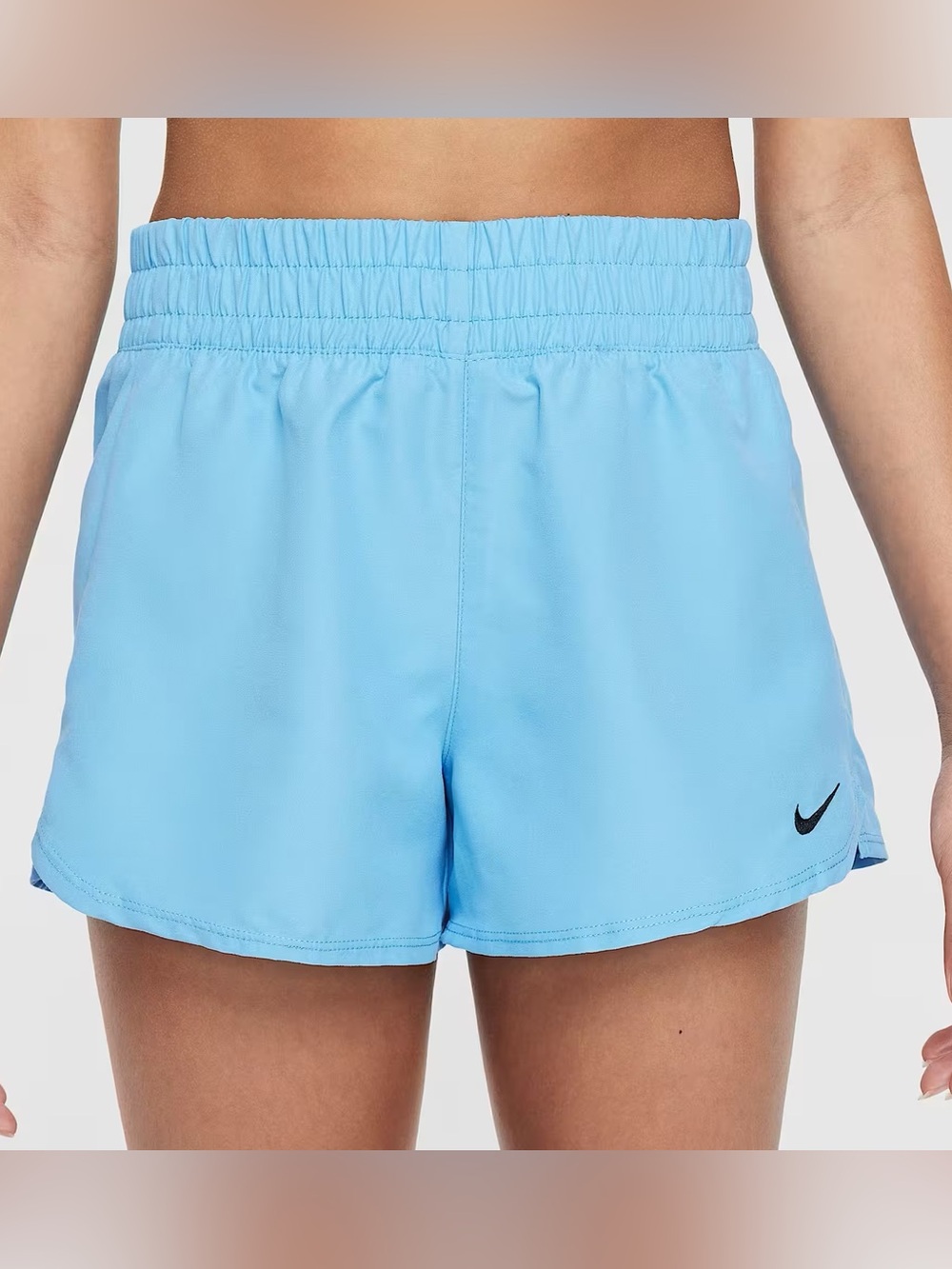 Nike Running Shorts Womens Blue Elastic Waist Swoosh Logo
